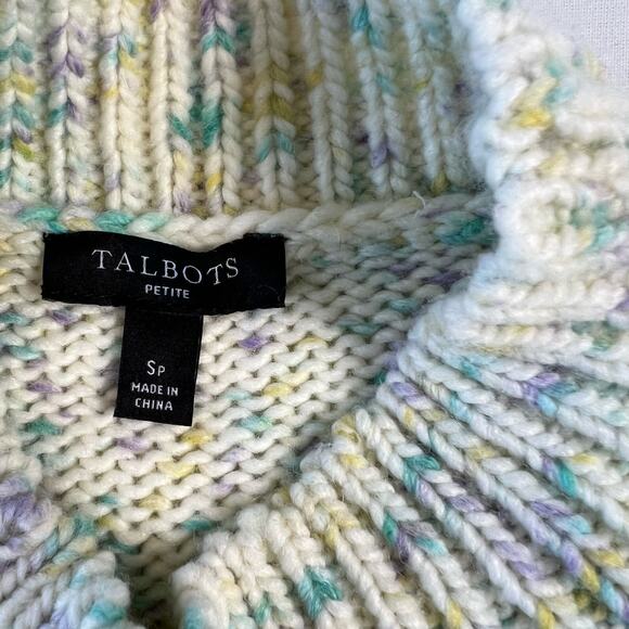 Talbots Small Petite Yellow Pastel Knit Mock Neck Sweater - Picture 4 of 6